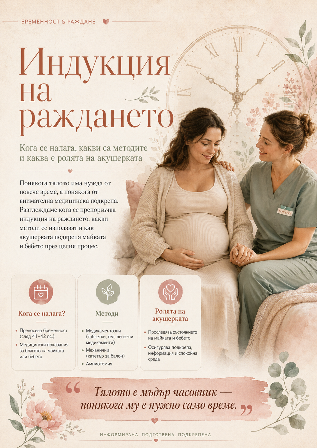 Индукция на раждането, търпение, доверие